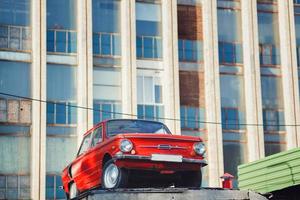 Colorful red soviet retro car photo