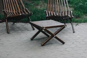 wooden benches for two people photo