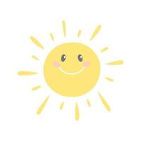 Sunny with smile, vector flat illustration in hand drawn style