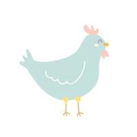 Cute chicken, vector cartoon illustration in hand drawn style