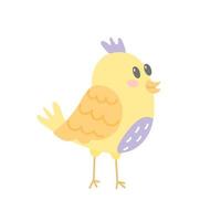 Cute spring bird, vector cartoon illustration in hand drawn style