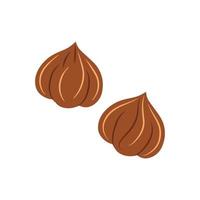 Hazelnut, the core of beige natural color. Vector illustration isolated on a white background for website design of products, applications, printing