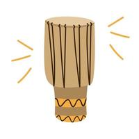 Djembe, an African ethnic drum. National musical instrument. Vector illustration isolated on a white background.