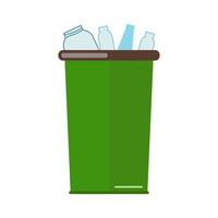 Trash container for glass waste. Sorting of garbage. Zero waste. Vector illustration.