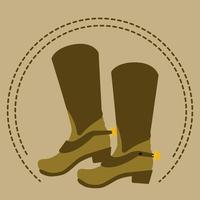 Brown cowboy boots. Vector illustration. In the style of the wild west.