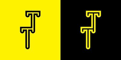Letter TT, T Logo Design. On black, and yellow color. Simple, luxury, and elegant logo illustration vector