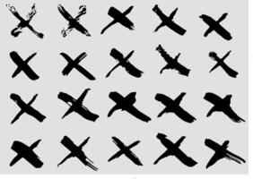 Vector set X black mark. Cross sign graphic symbol. Grunge X mark