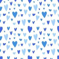 líneas vectoriales dibujadas a mano. patrón sin costuras patrón de papel de regalo. patrón de decoración del día de san valentín. patrón de corazones sin fisuras. azul real. vector