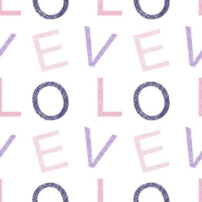 LOVE on a white background. Seamless pattern. vector text Hand drawn lines. Valentine Day decoration pattern. Wrapping paper pattern.