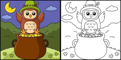 Saint Patricks Day Owl Coloring Page Vector
