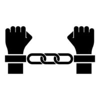 Hands in handcuffs Criminal concept Arrested punishment Bondage convict icon black color vector illustration image flat style