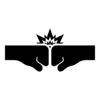 Collision of two fist icon black color vector illustration image flat style