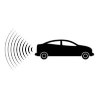 sensor de señales de radio de coche tecnología inteligente piloto automático icono de dirección trasera color negro vector ilustración imagen estilo plano