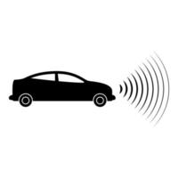 sensor de señales de radio de coche tecnología inteligente piloto automático dirección frontal icono color negro vector ilustración imagen estilo plano