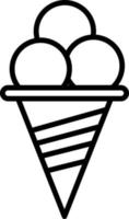 helado en cono contorno icono comida vector