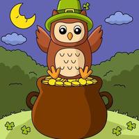 Saint Patricks Day Owl Cartoon Vector Colored