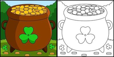 Saint Patricks Day Pot Gold Coloring Page Vector