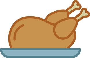 Roast Chicken Filled Outline Icon Vector