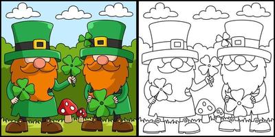 Saint Patricks Day 2 Gnomes Coloring Page Vector