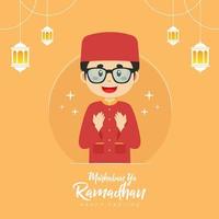 Ramadhan Greeting Background with Character vector