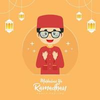 Ramadhan Greeting Background with Character vector