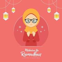 Ramadhan Greeting Background with Character vector