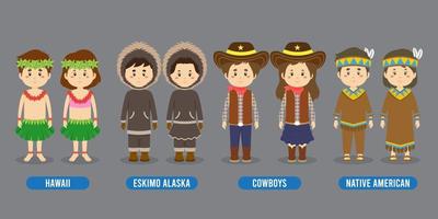 Character in Different National Costumes vector