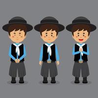 personaje argentino con varias expresiones vector