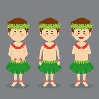 personaje hawaiano con varias expresiones vector