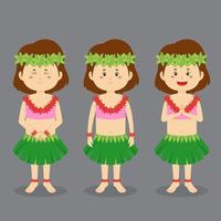 personaje hawaiano con varias expresiones vector