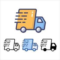 Shipping fast delivery truck or container icon symbol, Pictogram flat design for apps and websites, Track and trace processing status, Isolated on white background, Vector illustration