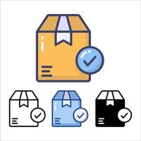 approve delivery cardboard icon symbol, Pictogram flat design for apps and websites, Isolated on white background, Vector illustration