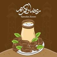 Ramadan Kareem with Hand drawn Dates Fruit Illustration vector