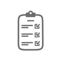 Clipboard icon with a check mark.  flat design symbol Vector checklist isolated on white background.  List with a check mark.