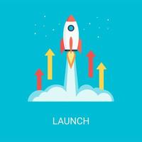 Rocket launch vector illustration concept in flat style. Suitable for web banners, social media, postcard, presentation and many more.