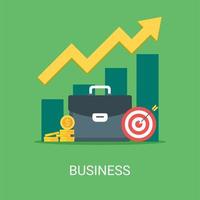 Business vector illustration concept in flat style. Briefcase, target, money, graph icon suitable for many purposes.