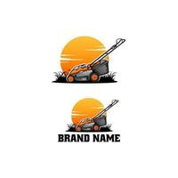 set of lawn mower logo vector