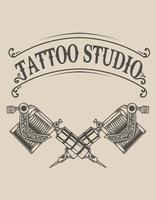 vintage two machine tattoo studio logo vector