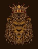 ilustración rey león con estilo de grabado