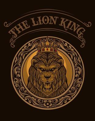 illustration lion king with engraving ornament
