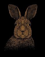 illustration rabbit with engraving style vector