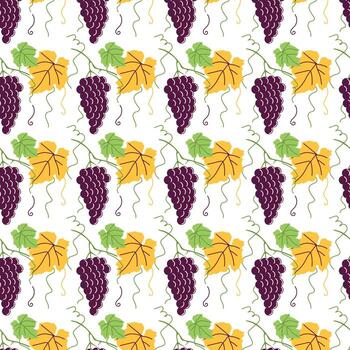 Seamless pattern of grapes and leaves vector
