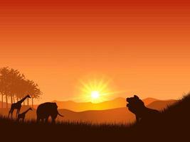 Silhouettes of wildlife in nature vector