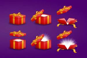 Set of 3d realistic gift boxes. 3d realistic open gift boxes vector