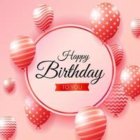 Happy birthday background design with realistic balloons vector