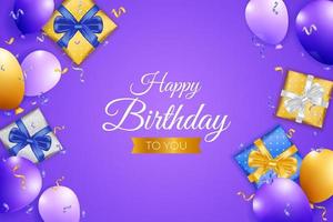 Happy birthday background design with realistic balloons vector