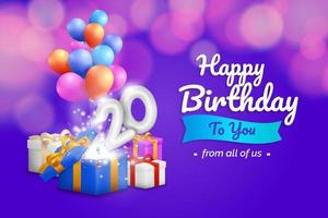 Happy birthday background design with realistic balloons vector