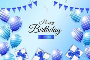 Happy birthday background design with realistic balloons vector