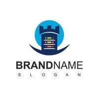 Server logo design template, Castle Symbol, Secure Server Icon vector