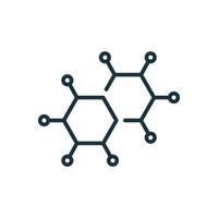 Structure Network Molecular Line Icon. Atom Connect Structure Linear Pictogram. Shape Molecule Hydrogen, Oxygen, Water Outline Icon. Isolated Vector Illustration.